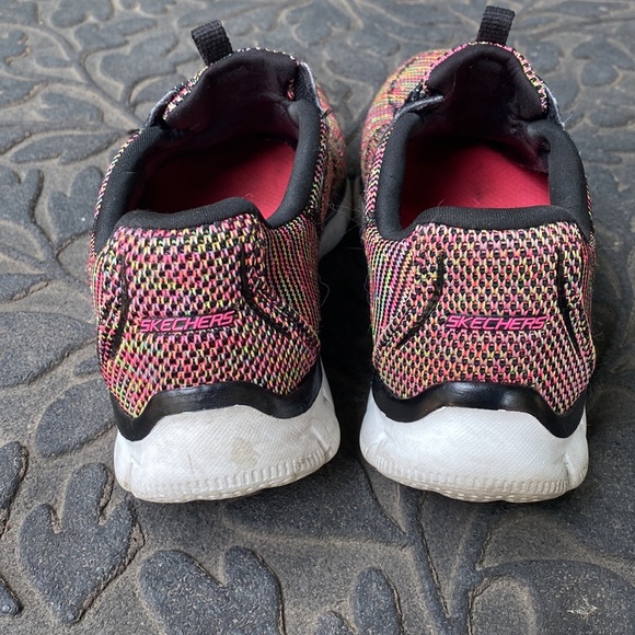 Skechers Multicolored Rainbow Knit Relaxed Fit Memory Foam Slip on Shoes - Picture 4 of 11